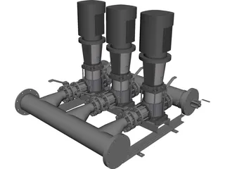 Grundfos Pump Set 3D Model