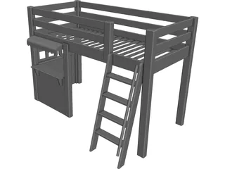 Loft Bed Children with Store CAD 3D Model