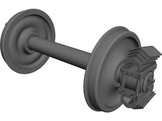 Freight Train Axle CAD 3D Model