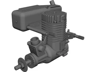 RC OS .50 Engine with Standard Muffler 3D Model