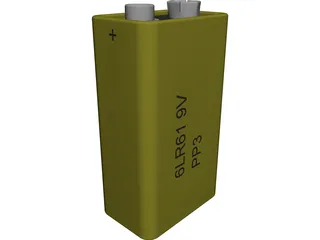 PP3 Battery CAD 3D Model