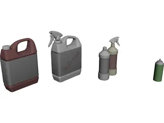 Spray Bottles 3D Model