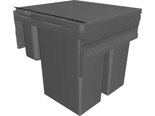 Sliding Garbage Cans CAD 3D Model