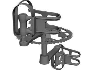 Pedals and Crankset CAD 3D Model