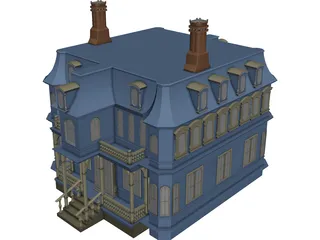 2-Story Victorian House 3D Model 3D Preview