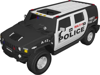 Hummer H2 Police 3D Model
