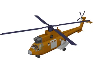 Aerospatiale SA 330 Puma CAD 3D Model