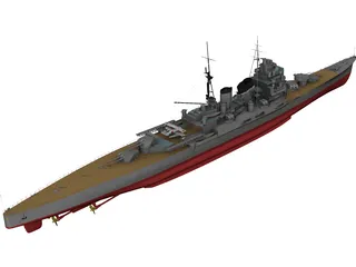 Heavy Cruiser Takao (1932) 3D Model