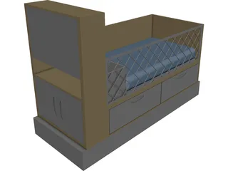 Baby Bed CAD 3D Model