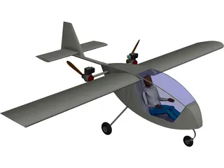 Manticore Single Seat Twin Pusher Aeroplane 3D Model