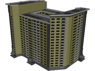 Inhabited high-rise building 3D Model