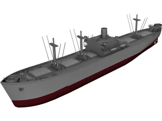 Cargo Ship WWII 3D Model