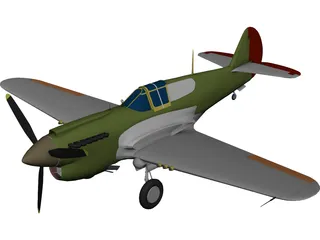 Curtiss P-40E 3D Model 3D Preview