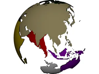 Globe Land Masses 3D Model