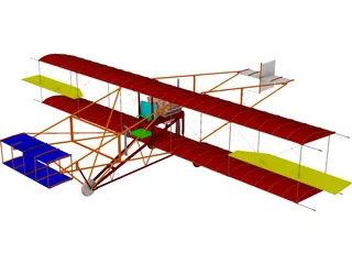 Biplane Curtis Pusher 3D Model