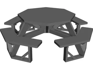 Octogonal Garden Table 3D Model