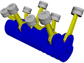 Engine Part V8 3D Model 3D Preview