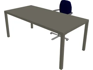 Working Desk 3D Model 3D Preview