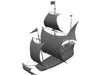 Caravel Sailing Ship 3D Model