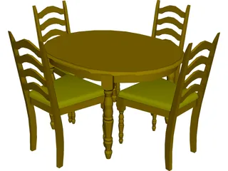 Table with Chairs 3D Model