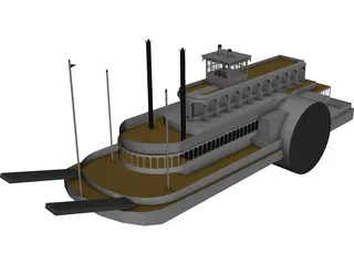 Steamboat SideWheel (1900) 3D Model