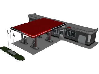 Gas Station 3D Model 3D Preview