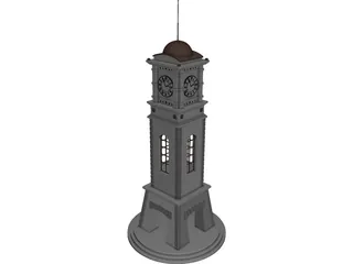 Civic Clock Tower 3D Model 3D Preview