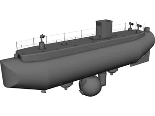 Trieste Submarine 3D Model 3D Preview