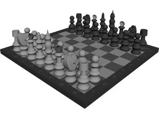 Chess Set CAD 3D Model