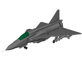 SAAB AJ-37 Viggen CAD 3D Model