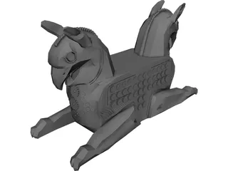 Huma Bird Ancient Persian Sculpture 3D Model