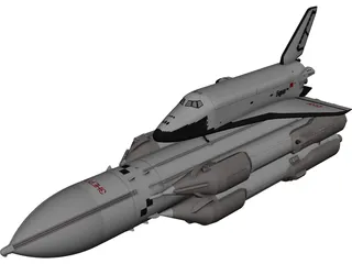 Buran-Energia Space Shuttle with Rocket 3D Model