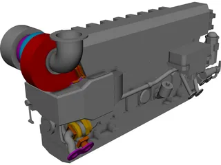 Marine Engine CAD 3D Model