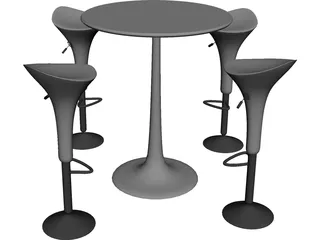 Bar Stool with Table 3D Model