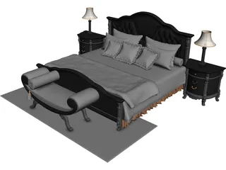 Classic Bedroom Set 3D Model 3D Preview
