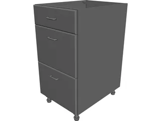 3 Drawer Cabinet CAD 3D Model