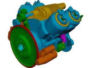V4 Engine CAD 3D Model