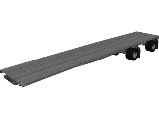 Semi Flat Bed Trailer 45 Foot CAD 3D Model