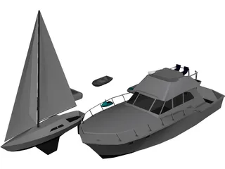 Boats Collection 3D Model 3D Preview