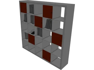 Bookcase Wooden 3D Model