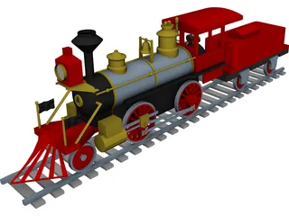 Toy Steam Locomotive with Tender 3D Model