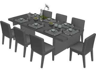 Table Dinner Contemporary 3D Model