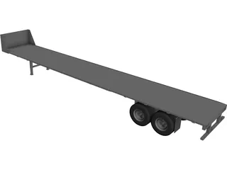 Flat Bed Trailer CAD 3D Model