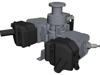 Engine Zenoah G80 Twin CAD 3D Model