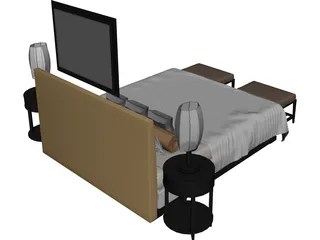 Fancy Couples Bed 3D Model