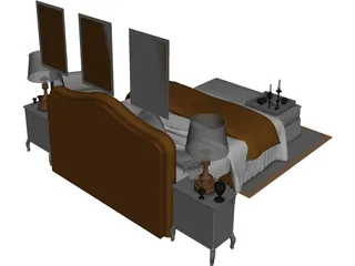 Fancy Couples Bed 3D Model