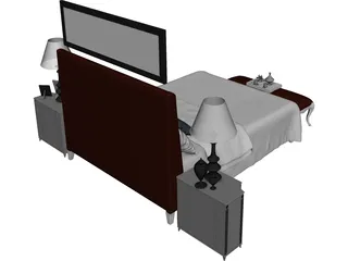 Bed Fancy Design King Size 3D Model 3D Preview