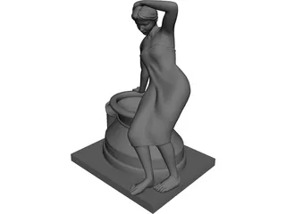 Classical Statue Woman Fountain 3D Model 3D Preview