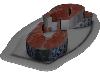 Salmon on a Plate 3D Model