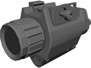 Tactical Light with Laser CAD 3D Model